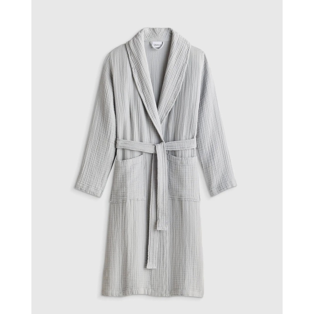 Quince Soft Layered Turkish 100% Cotton Robe Medium Mist Gauze Loungewear NWOT